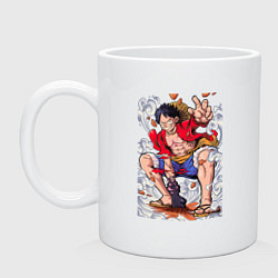 Кружка керамическая One piece Луффи, цвет: белый