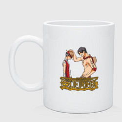 Кружка керамическая Ванпис Луффи старший, цвет: белый