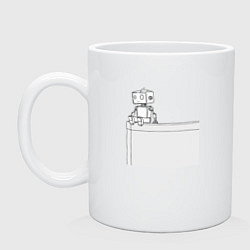 Кружка керамическая Одинокий робот, цвет: белый