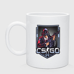 Кружка керамическая Counter-Strike - спецназовец в противогазе, цвет: белый