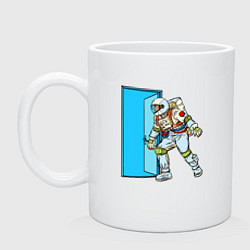 Кружка керамическая Астронавт открывает дверь в неизведанное, цвет: белый