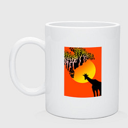 Кружка керамическая Жираф в саванне, цвет: белый