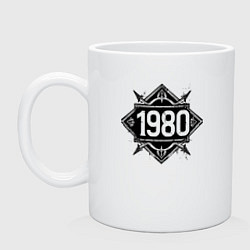Кружка керамическая 1980 год в стиле ретро, цвет: белый