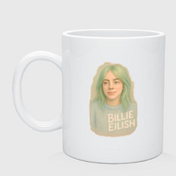 Кружка керамическая Билли Айлиш пастельные тона, цвет: белый