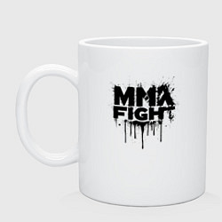 Кружка керамическая MMA боец черной краской, цвет: белый