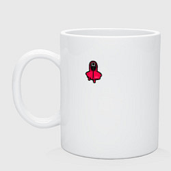 Кружка керамическая Игра в кальмара квадрат, цвет: белый