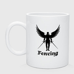 Кружка керамическая Фехтовальщик с крыльями, цвет: белый
