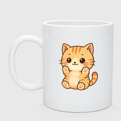 Кружка керамическая Кавайный котик, цвет: белый