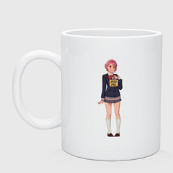 Кружка керамическая Дандадан Сиратори Айра - обними меня, цвет: белый