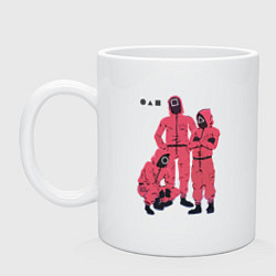 Кружка керамическая Squid game guys, цвет: белый