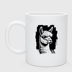 Кружка керамическая Альпака граффити, цвет: белый