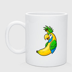 Кружка керамическая Банановый попугай, цвет: белый