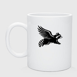 Кружка керамическая Летящий енот с крыльями, цвет: белый