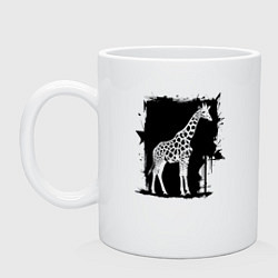 Кружка керамическая Жираф в черном квадрате, цвет: белый