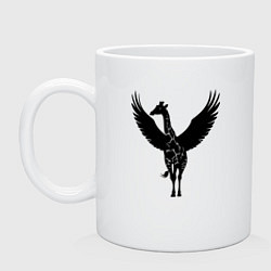 Кружка керамическая Жираф с крыльями, цвет: белый