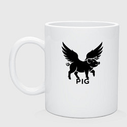 Кружка керамическая Летающий поросёнок, цвет: белый