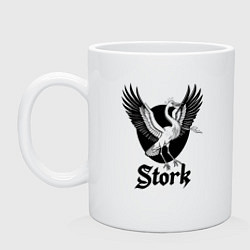 Кружка керамическая Аист в полёте, цвет: белый