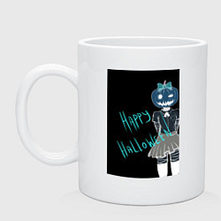Кружка керамическая Хэллоуин тыквенная ночь, цвет: белый
