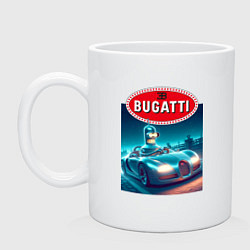 Кружка керамическая Бендер на Бугатти, цвет: белый