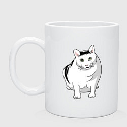 Кружка керамическая Бендер - мемный кот, цвет: белый