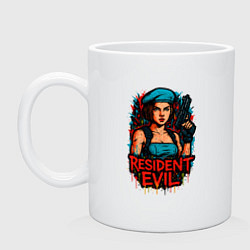 Кружка керамическая Resident Evil Джилл Валентайн, цвет: белый