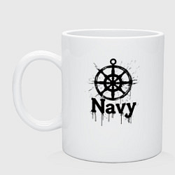 Кружка керамическая Морской флот в стиле граффити, цвет: белый