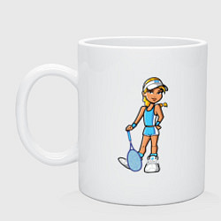 Кружка керамическая Блондинка теннисистка, цвет: белый