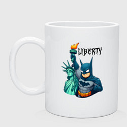 Кружка керамическая Batman and statue of Liberty - ai art fantasy, цвет: белый