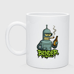 Кружка керамическая Bender with beer, цвет: белый