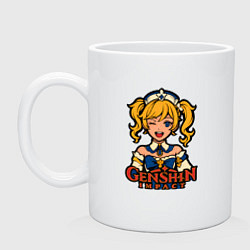 Кружка керамическая Поп-арт Барбары Genshin Impact, цвет: белый
