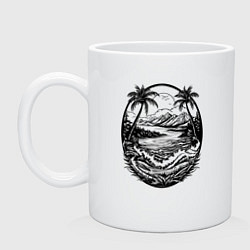 Кружка керамическая Тропический оазис, цвет: белый