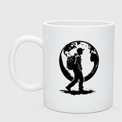 Кружка керамическая Путешественник мира, цвет: белый