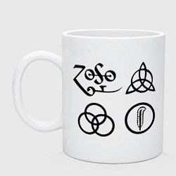 Кружка керамическая Led Zeppelin: symbols, цвет: белый