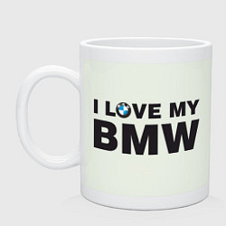 Кружка керамическая I love my BMW, цвет: фосфор