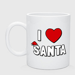 Кружка керамическая I love santa, цвет: белый