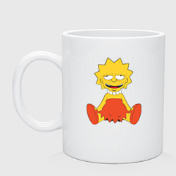 Кружка керамическая Lisa Simpson happy, цвет: белый