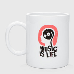Кружка керамическая Brain: Music is life, цвет: белый