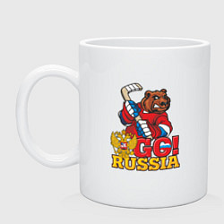Кружка керамическая Hockey: Go Russia, цвет: белый