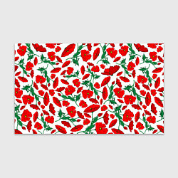 Бумага для упаковки Цветы Красные Маки на белом фоне