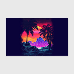 Бумага для упаковки Тропический остров с пальмами ретро иллюстрация