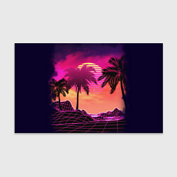 Бумага для упаковки Пальмы и пляж в розовом закате ретро дизайн
