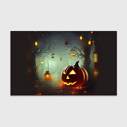 Бумага для упаковки Тыква на Хэллоуин в ночном туманном лесу