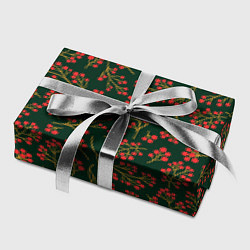 Бумага для упаковки Красные ягоды на темно-зеленом фоне, цвет: 3D-принт — фото 2