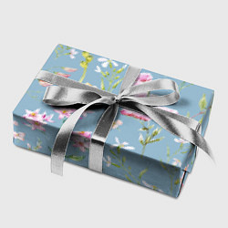 Бумага для упаковки Акварельные розовые цветы на голубом фоне, цвет: 3D-принт — фото 2