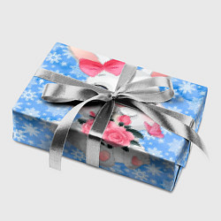 Бумага для упаковки Зайка с цветами на фоне снежинок, цвет: 3D-принт — фото 2