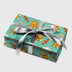 Бумага для упаковки Новогодний паттерн с печеньем и конфетами, цвет: 3D-принт — фото 2
