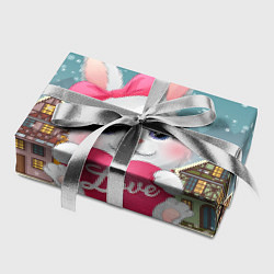 Бумага для упаковки Новогодняя зайка с сердечком, цвет: 3D-принт — фото 2