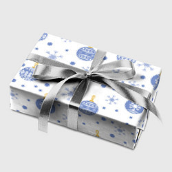 Бумага для упаковки Голубые новогодние шарики со снежинками, цвет: 3D-принт — фото 2