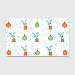 Бумага для упаковки Кролик с подарком и новогодними шариками, цвет: 3D-принт