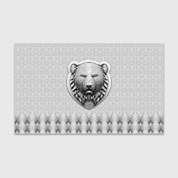 Бумага для упаковки Медведь чёрно-белый барельеф с этническим орнамент, цвет: 3D-принт